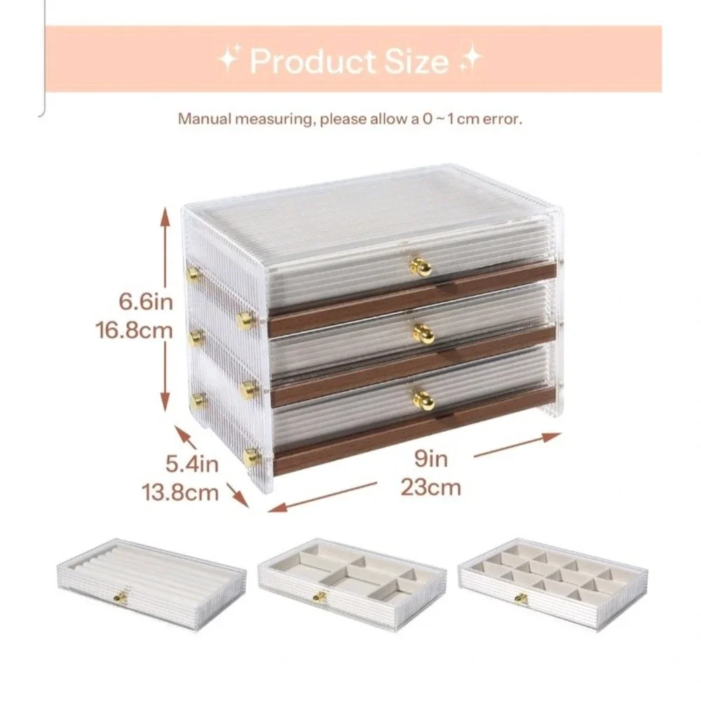 Kaotgot 3 Layer Jewelry Box/Organizer w/ Acrylic, Multi-Function Storage Box NEW
